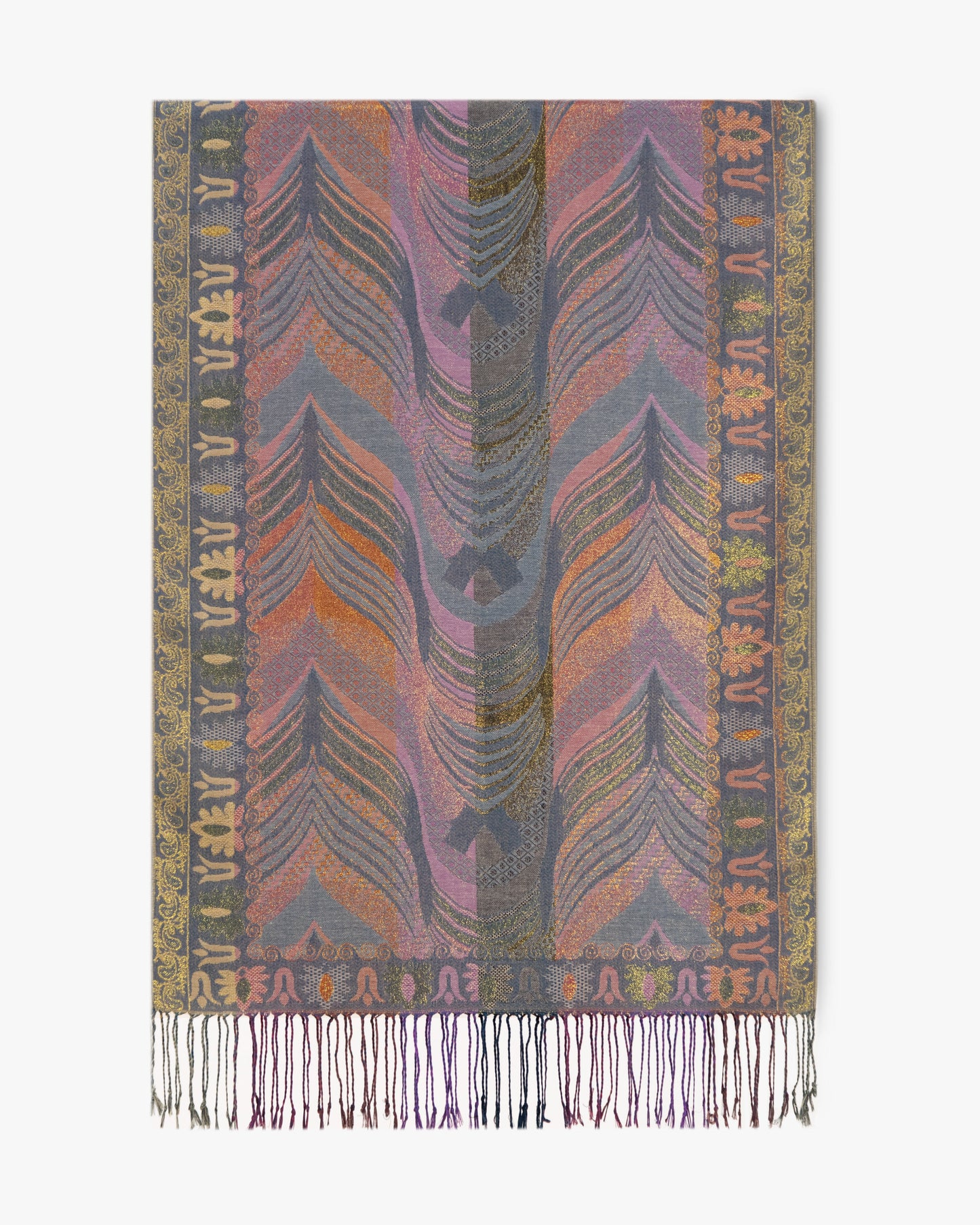Gold Metallic Chevron Feather Pashmina