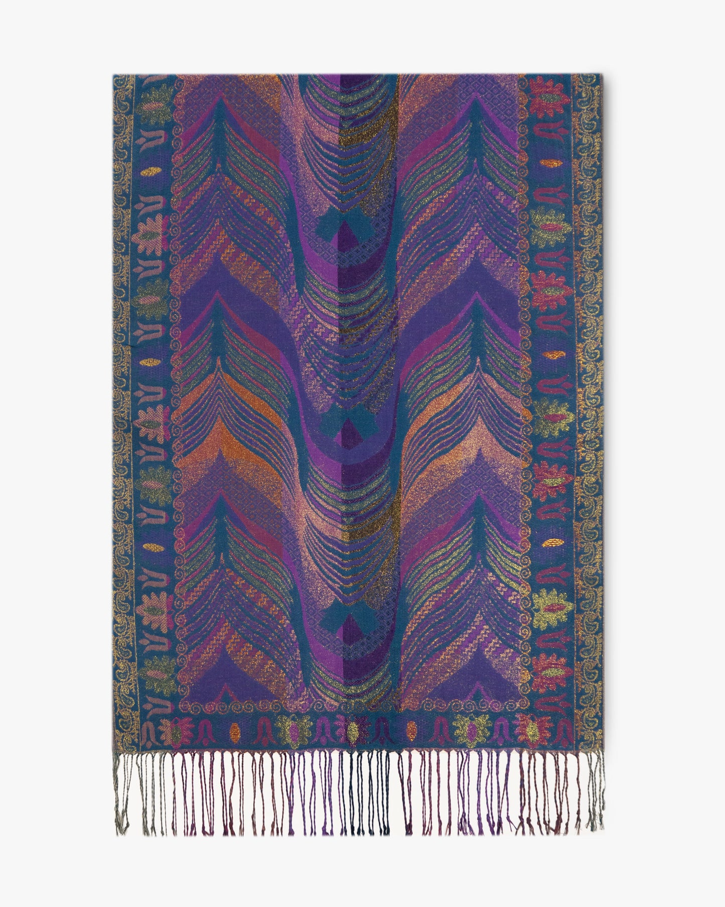 Gold Metallic Chevron Feather Pashmina