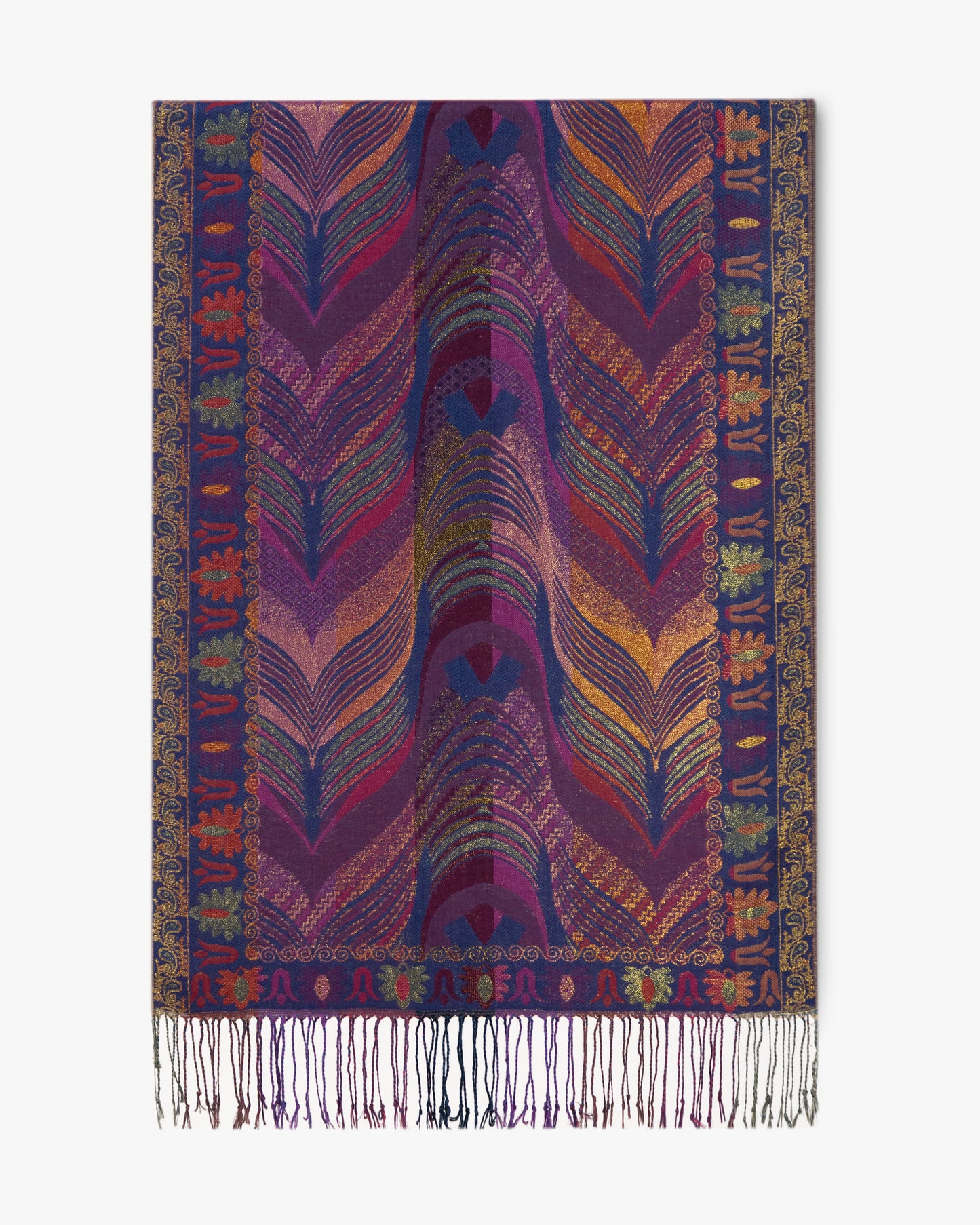 Gold Metallic Chevron Feather Pashmina