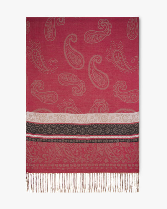 Large Paisley Print Pashmina w/ Flower Design Lines