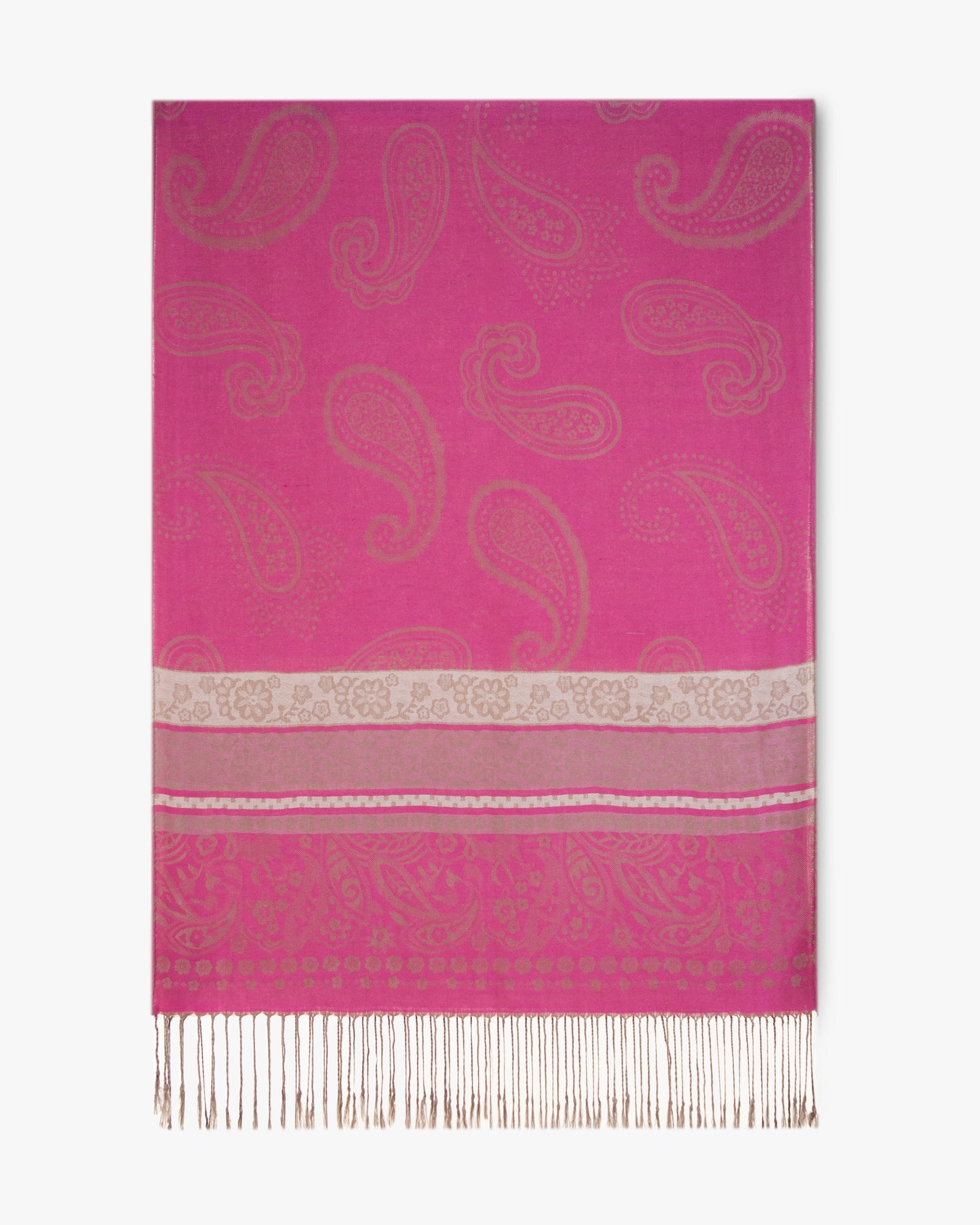 Large Paisley Print Pashmina w/ Flower Design Lines