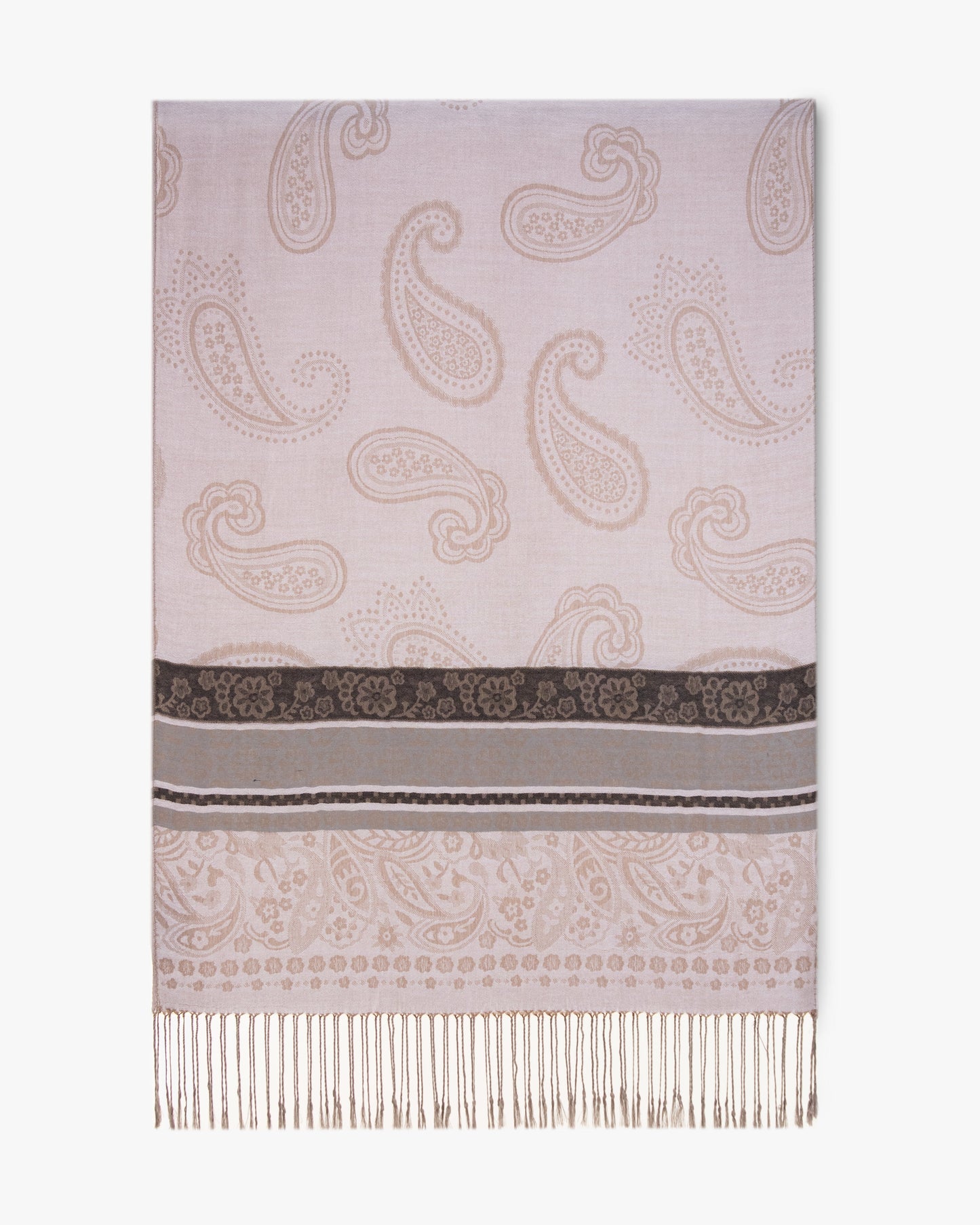 Large Paisley Print Pashmina w/ Flower Design Lines