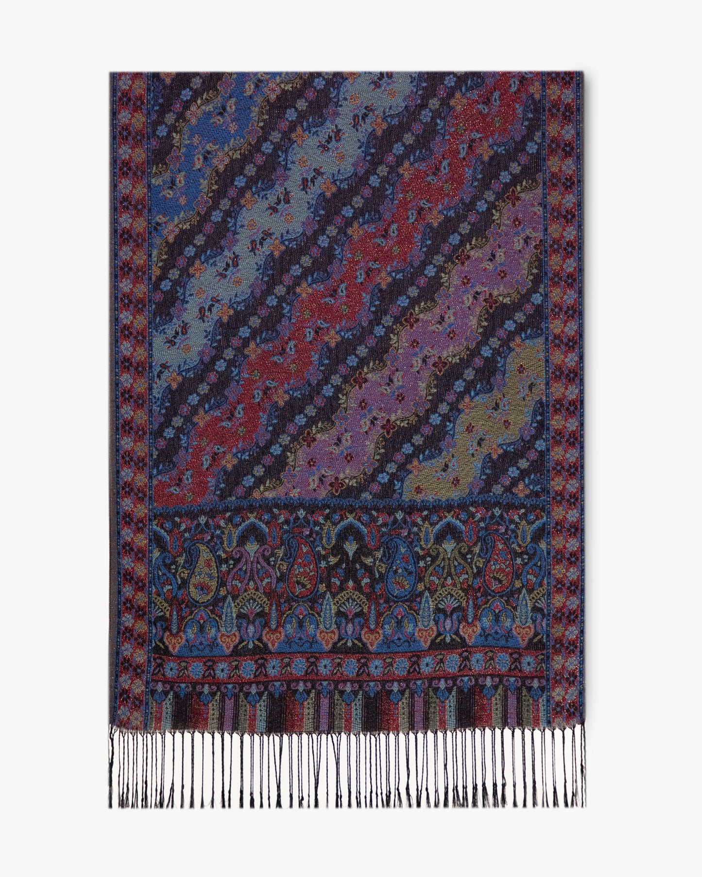 Angled Floral Paisley Shimmering Pashmina