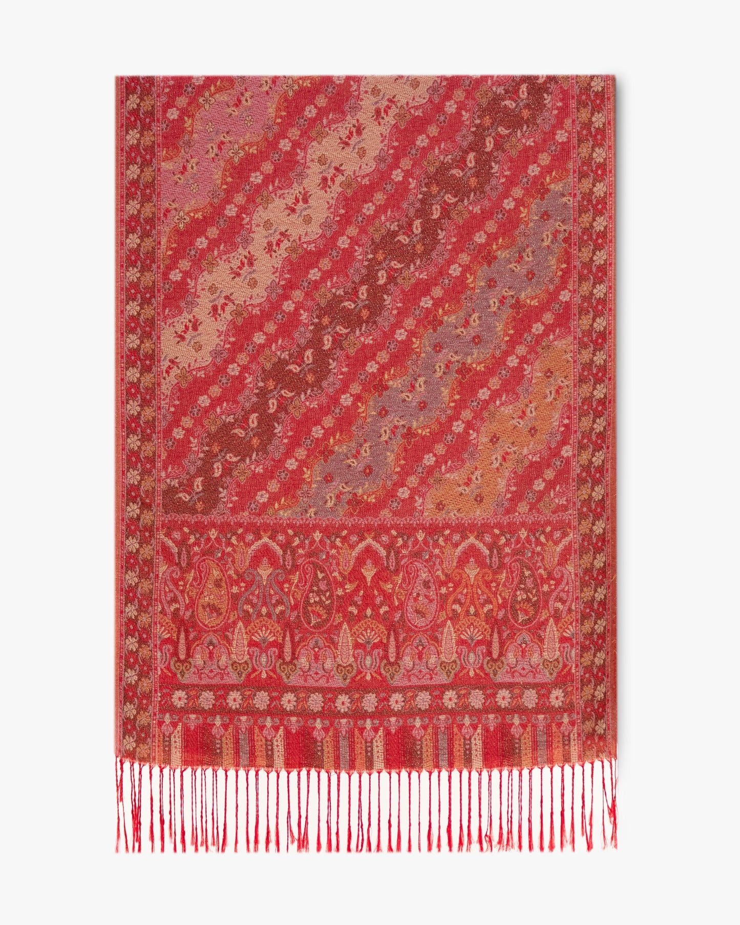 Angled Floral Paisley Shimmering Pashmina