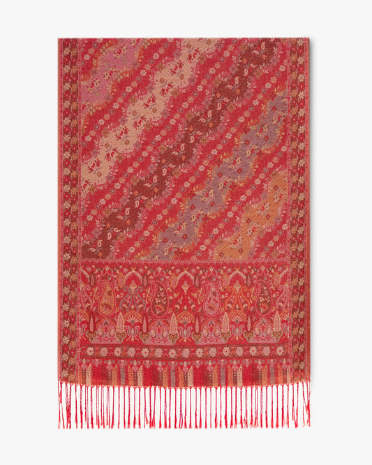 Angled Floral Paisley Shimmering Pashmina