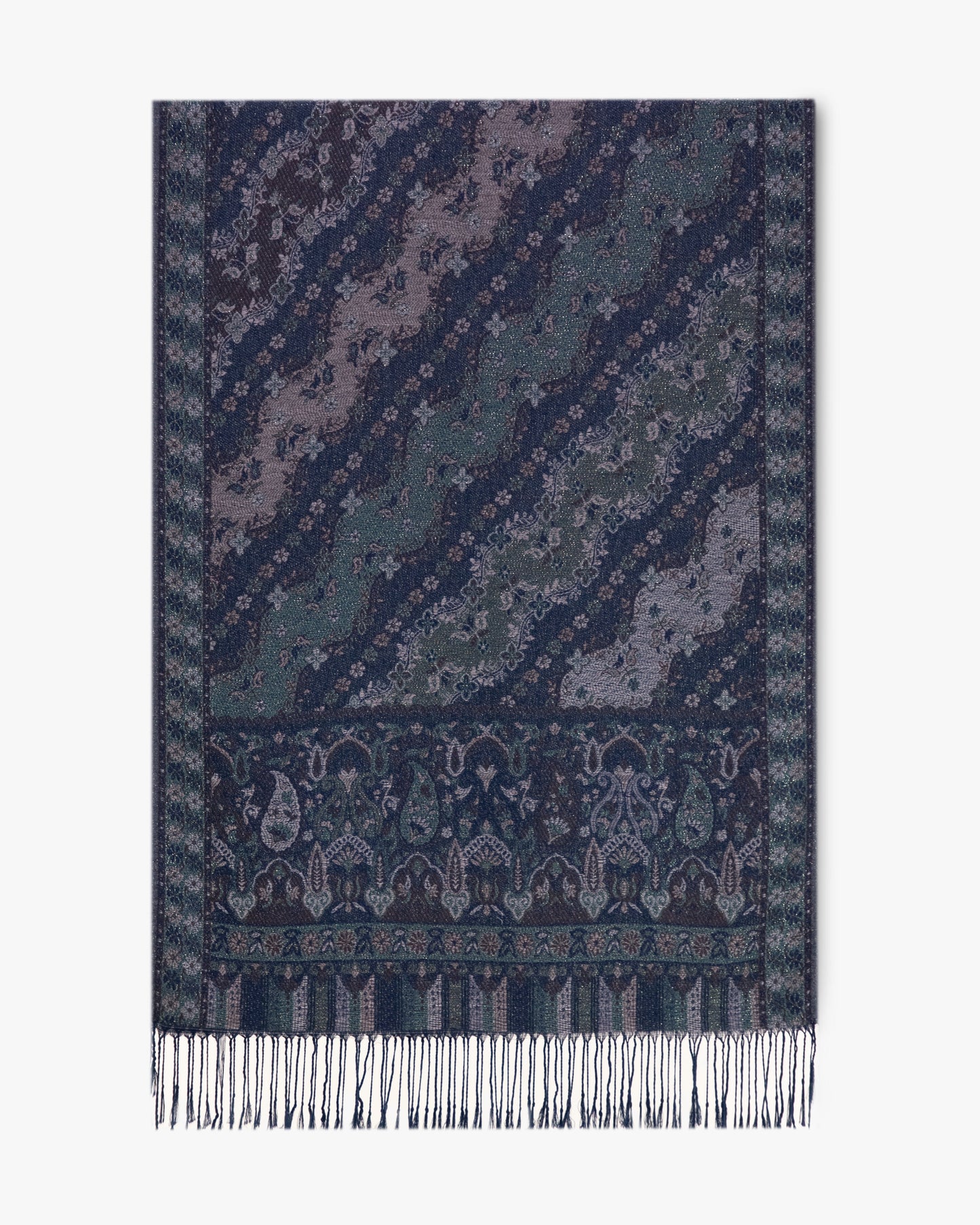 Angled Floral Paisley Shimmering Pashmina