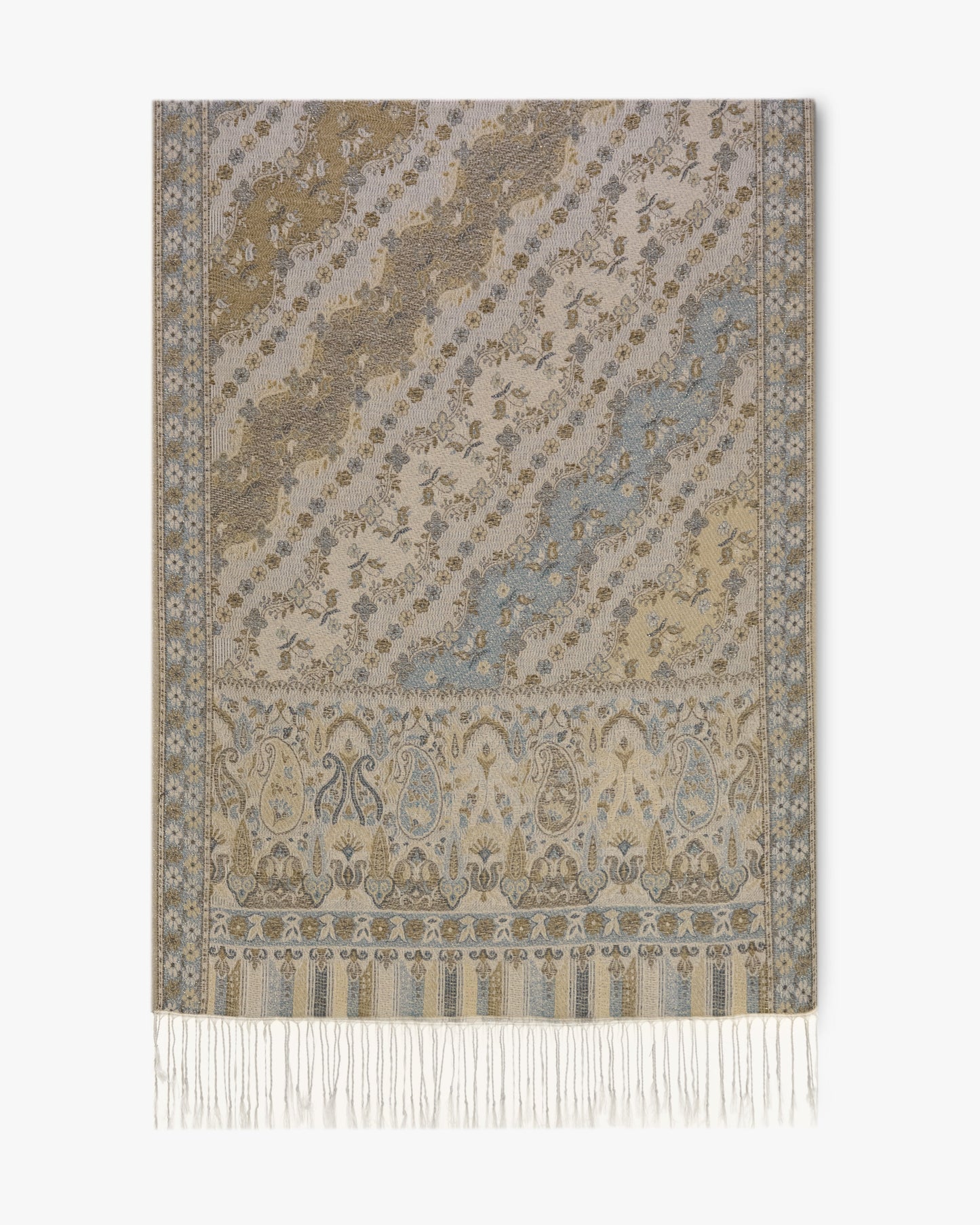 Angled Floral Paisley Shimmering Pashmina