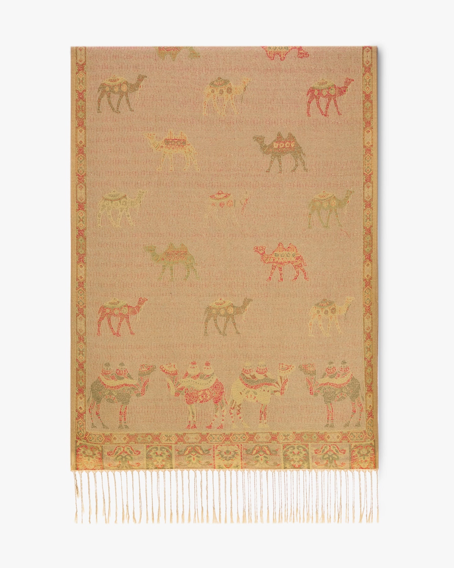 Camel Paisley Shimmering Pashmina